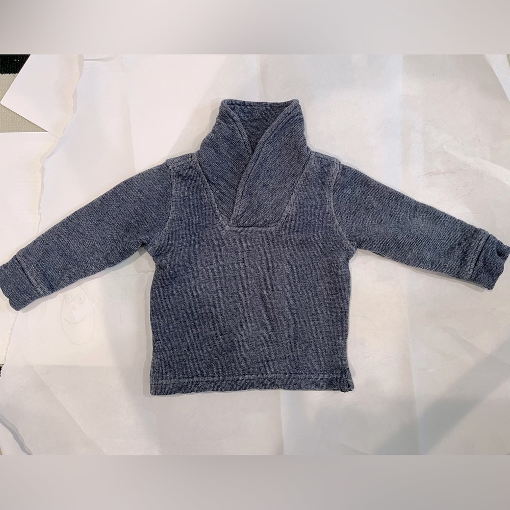 Monica + Andy 12 month cowl neck blue sweatshirt